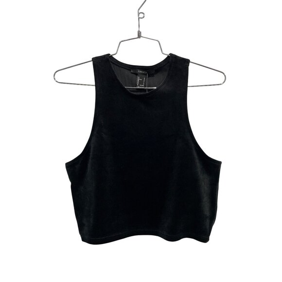 Forever 21 Crop Tank Top Size Large Sleeveless Black Soft Minimalist Casual NEW - Picture 1 of 11